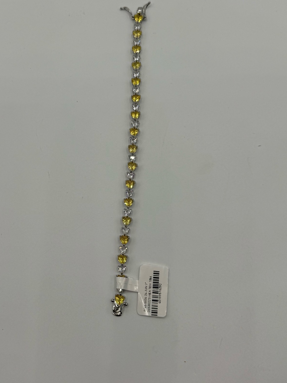 18k 12.5ct Canary Heart Tennis Bracelet - Picture 10 of 12